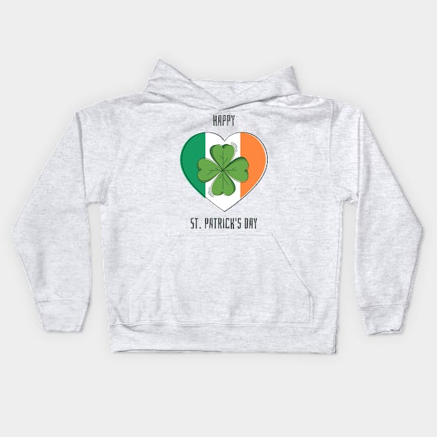 Happy St Patrick's Day- Irish Shamrock Tricolour Flag Kids Hoodie by IceTees